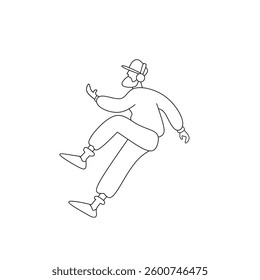 man listening to the music line art minimalist vector illustration 
