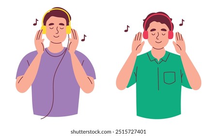 Man Ouvindo Música Usando Fone de Ouvido