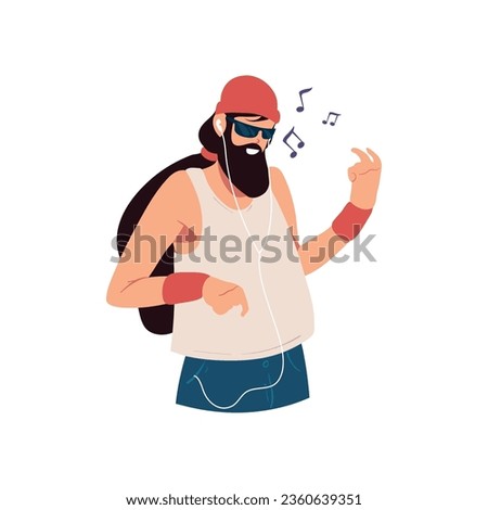 man listening music vector isolated