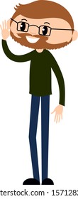 Man listening to office gossip or teacher overhearing students. clear backed flat graphic vector illustration.