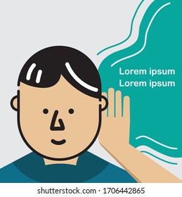 A man listens to something. Hearing from other people. Gossip