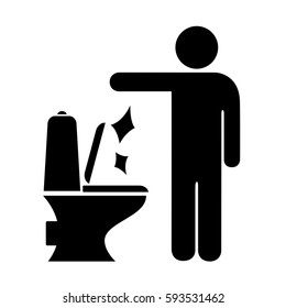 Man littering in toilet vector eps silhouette sign on white background