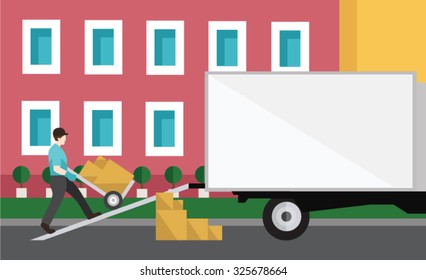 Man loading boxes into a truck