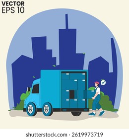 A man loading goods in truck