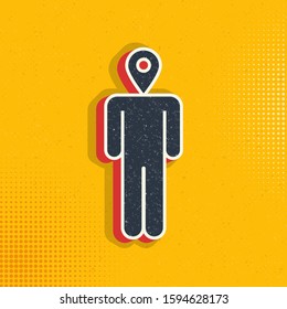 Man, location pop art, retro icon. Vector illustration of pop art style