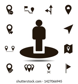 man, location, user icon. Simple glyph, flat vector element of Location icons set for UI and UX, website or mobile application