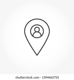 Man Location Vector Out Line Icon
