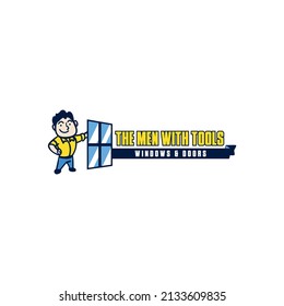 man logo with character window