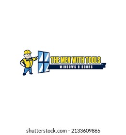 man logo with character window