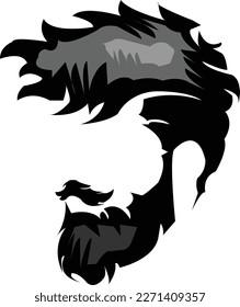 Logotipo masculino con pelo rizado y barba larga