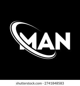 MAN logo. MAN letter. MAN letter logo design. Intitials MAN logo linked with circle and uppercase monogram logo. MAN-typography for technology, business and real estate brand.