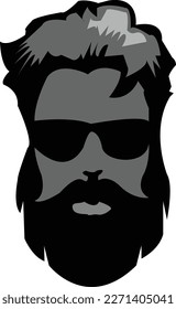 Logotipo masculino con barba larga y gafas de sol