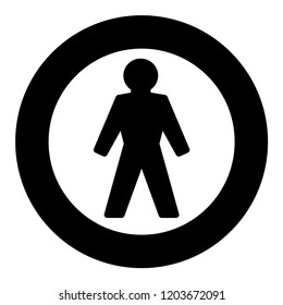 Man logo, round black frame. Simple isolated illustration on white background.
