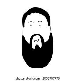 A man with a long beard and mustache. Hipster hairstyles and beards. For beard care advertising. Vector illustration for barber shop logo, picture, postcard, poster, poster on canvas or paper