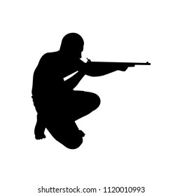 Man with Long gun silhouette vector