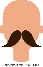 Man with long mustaches, illustration, vector, on a white background.