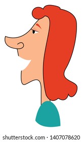 A man with long orange hair and a opened mouth, vector, color drawing or illustration. 