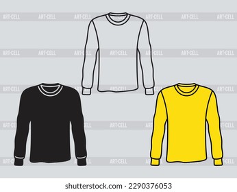 Diseño de camiseta del vector de manga larga para hombre, silueta de manga larga