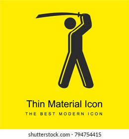 Man with a long thin sword bright yellow material minimal icon or logo design