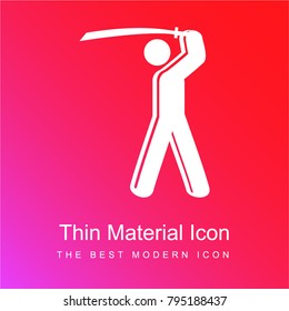 Man with a long thin sword red and pink gradient material white icon minimal design