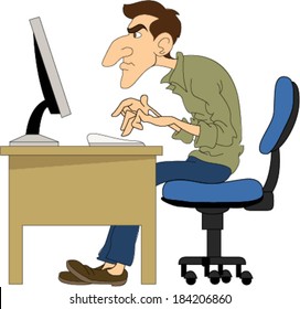 Man looking busy at computer writing code