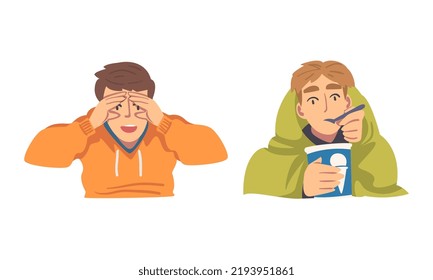 Man Looking in Different Direction with Face Expression Vector Set