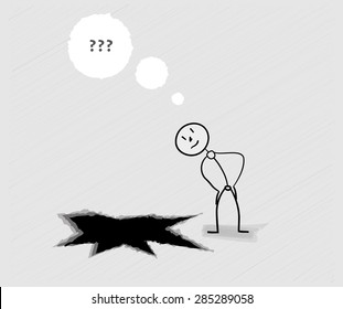 man looking down into the black hole