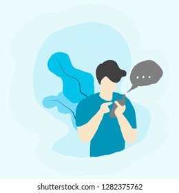 A man are looking at each other and waiting for each other 's call. hand drawn style vector design illustrations.

