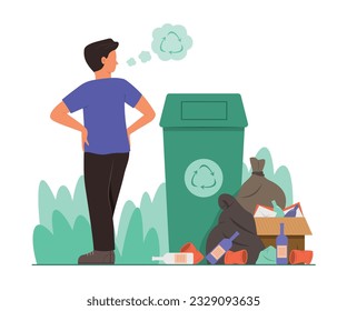 El hombre parece un montón de basura y pensar en reciclar