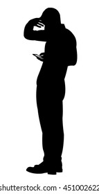 Man looking at his cellphone, vector