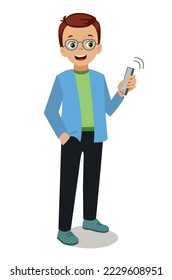 man looking at his ringing phone