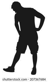 man looking at his shoes, vector