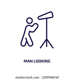 man looking icon from business collection. Thin linear man looking, man, people outline icon isolated on white background. Line vector man looking sign, symbol for web and mobile