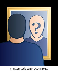 A Man Is Looking Into The Mirror Asking Himself 