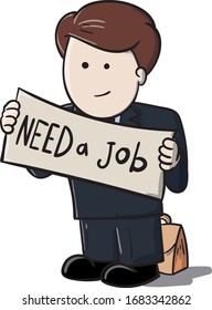 hombre buscando trabajo, ilustración vectorial, catroon, carrera