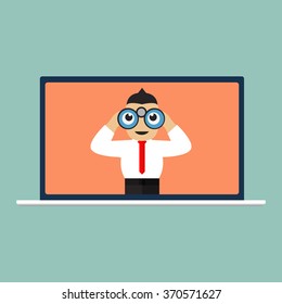 man looking from laptop screen. 