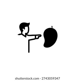 Man looking at large apple black silhouette simple