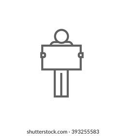 Man looking at map line icon.