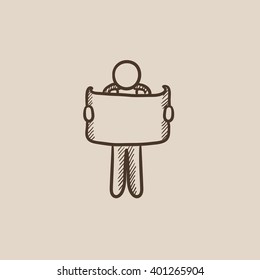 Man looking at map sketch icon.