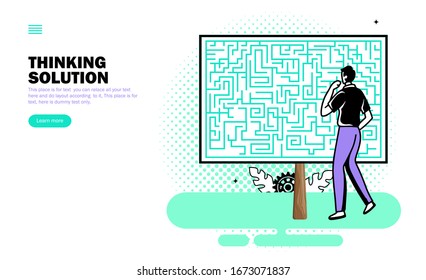 hombre mirando la ilustración vectorial del laberinto