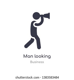 man looking outline icon. isolated line vector illustration from business collection. editable thin stroke man looking icon on white background