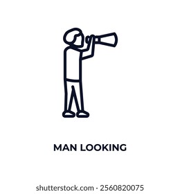 man looking outline icon. Linear vector from business concept. Thin line man looking icon isolated on white background