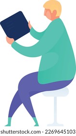 Man Looking Over Text Curvy 2 UI Banner Illustration Vector EPS