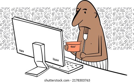 a man is looking for recipes on the internet