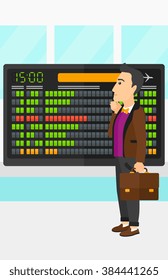 Man looking at schedule board.