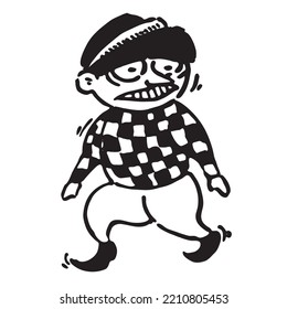 A Man Looking For Something Hand Drawn Vector