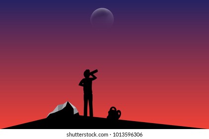 Man looking at the stars,vector illustration