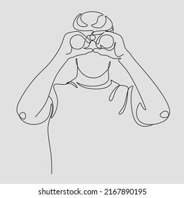 Man Looking Through Binoculars. Searching For Something New, Business Single Line Drawing