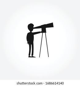 Man Looking Through Telescope silhouette icon design element