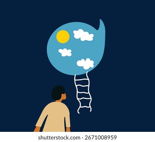 Hombre que busca una manera de escapar del problema de la comunicación